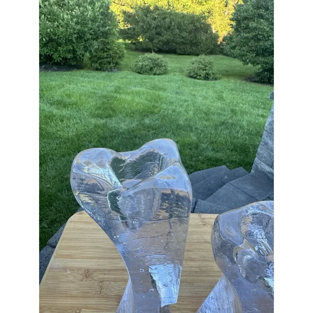 VTG Kosta Boda Connect 2 Candle Holders 12” & 9” Scandinavian Art Glass SWEDEN